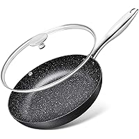 MICHELANGELO 10 Inch Frying Pan with Lid, Hard Anodized Frying Pan Nonstick, Granite Frying Pans Nonstick with Lids, 10…