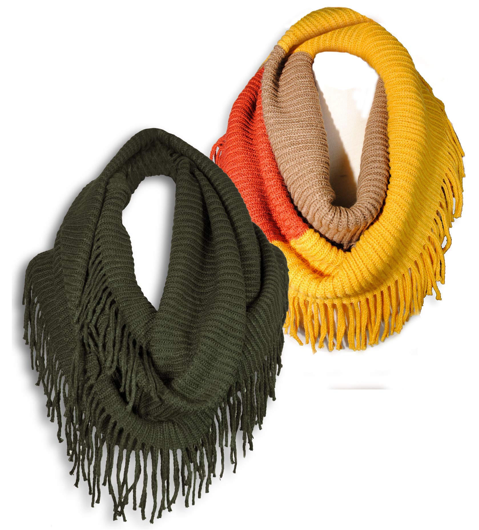 Basico Women Winter Warm Knit Infinity Scarf Tassels Soft Shawl Various Colors Basico Women Winter Warm Knit Infinity Scarf Tassels Soft Shawl Various Colors