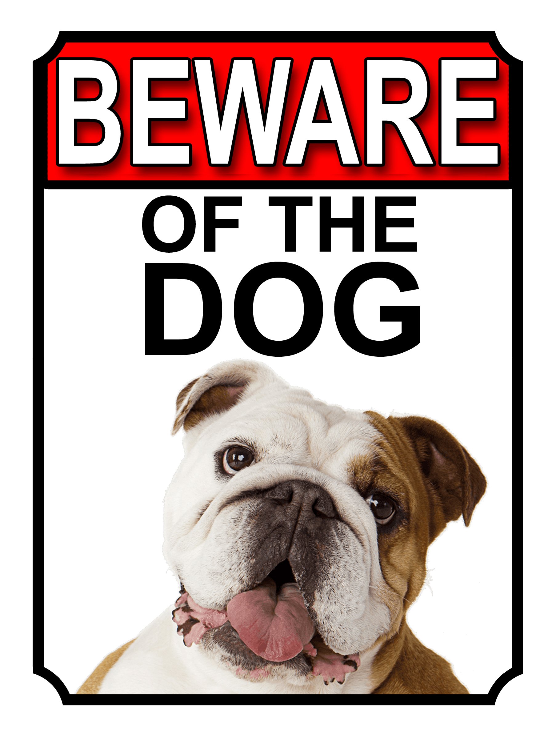Shawprint Limited BEWARE OF THE DOG METAL GATE SIGN BULLDOG 200MM X 150MM (1122H1)