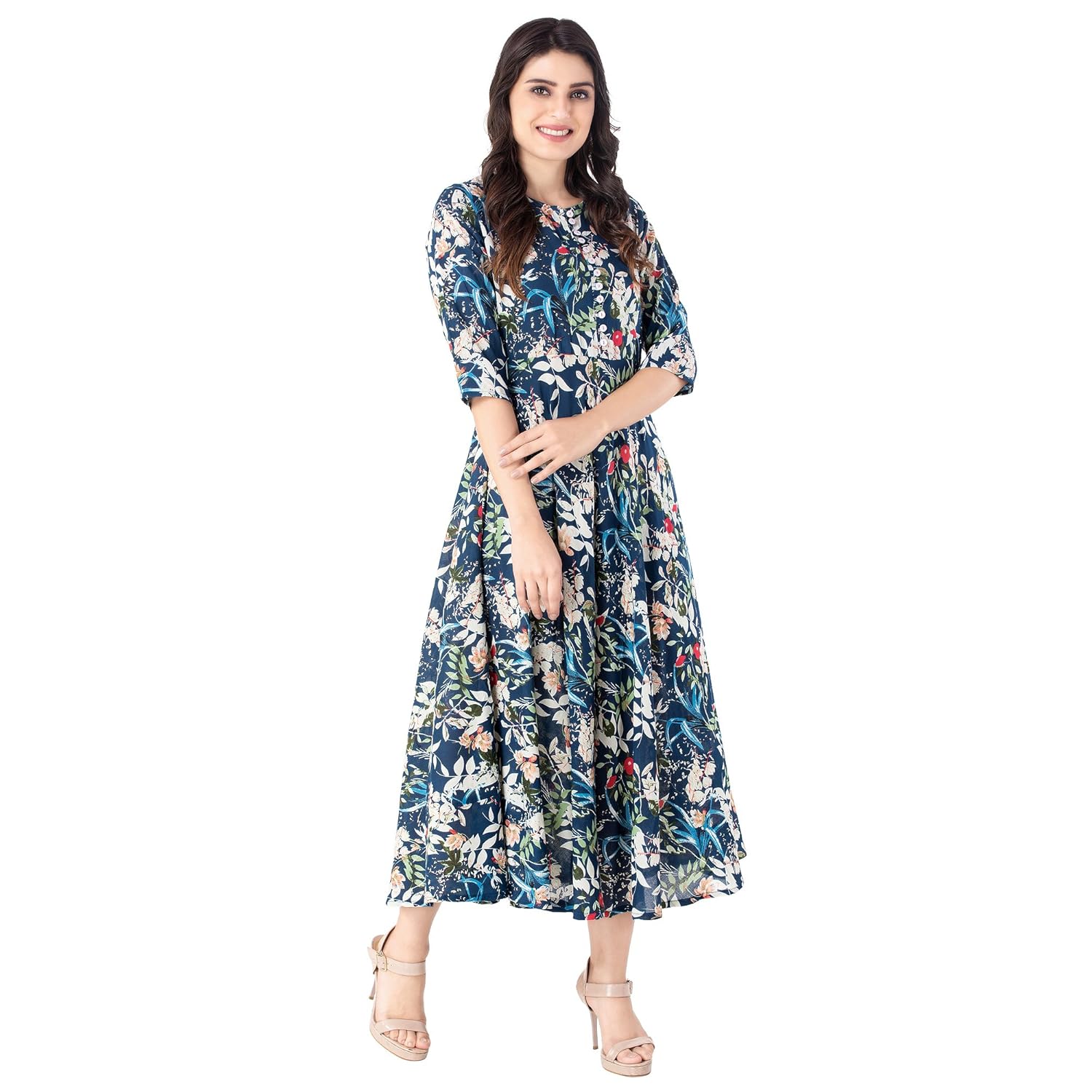 khushal k women's rayon floral print a-line dress