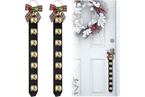 Zhanmai 2 Pcs Christmas Jingle Bells for Door Knob Sleigh Bells Christmas Decor Door Bell Hanger with Bow Welcome Bell Door Hanger for Home Christmas Holiday Decor(18.7 Inch,Gold)