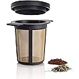 Finum Reusable Stainless Steel Coffee and Tea Infusing Mesh Brewing Basket, Medium, Black