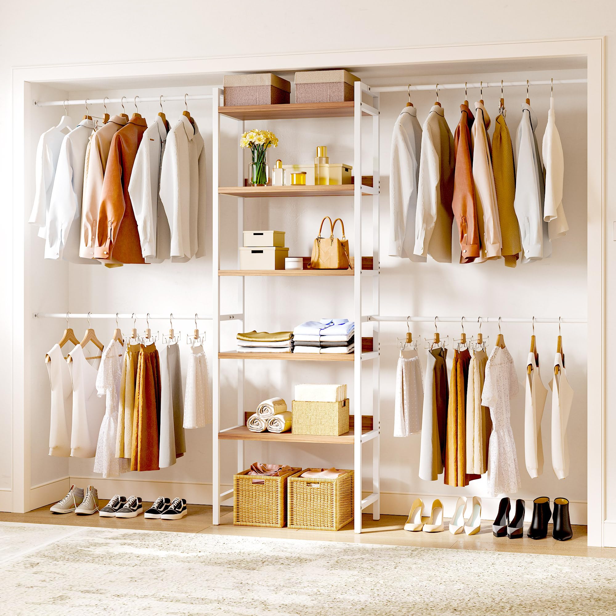 DWVO Closet Organizer System for Bedroom, Adjustable Heavy Duty Garment ...
