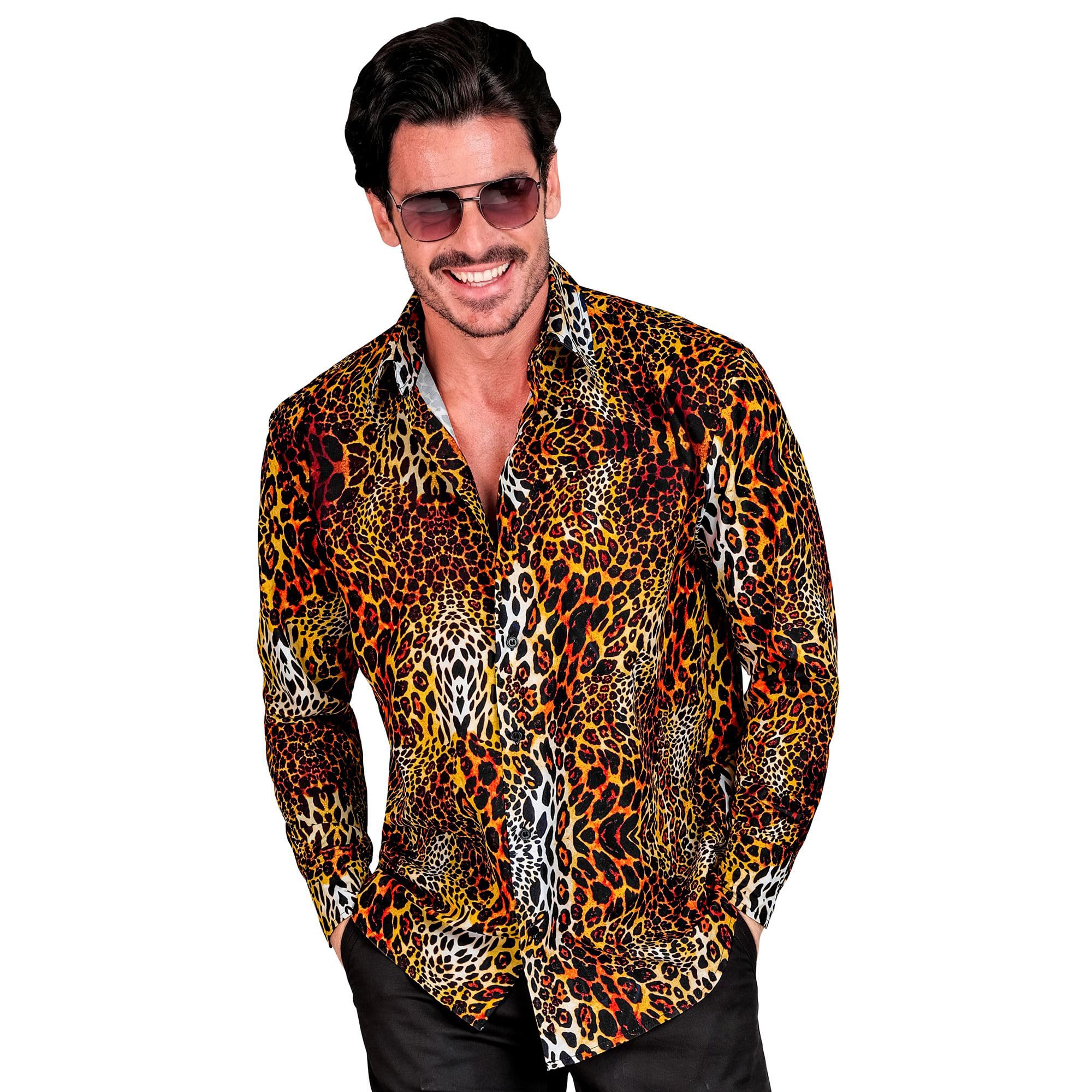 Widmann Party Fashion Shirt, Leopard Pattern, Men's Shirt, Long Sleeve, Animal Print, Animal Costume