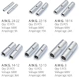 Wirefy 100pc Non Insulated Butt Connectors Kit 24-8 AWG Pure Copper Crimp Wire view 2