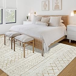 Area Rug 4x6 Geometric Rug: Washable Boho Moroccan