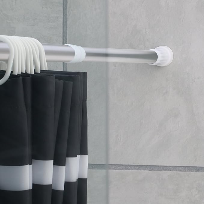 Duschvorhangstange aus Aluminium von ca.110-200 cm ausziehbar -Teleskopstange ohne Bohren anbringen-Halterung für Duschvorhän
