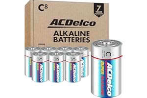 ACDelco 8-Count C Batteries, Maximum Power Super Alkaline Battery for Home and Office, 7-Year Shelf Life, Recloseable Packagi