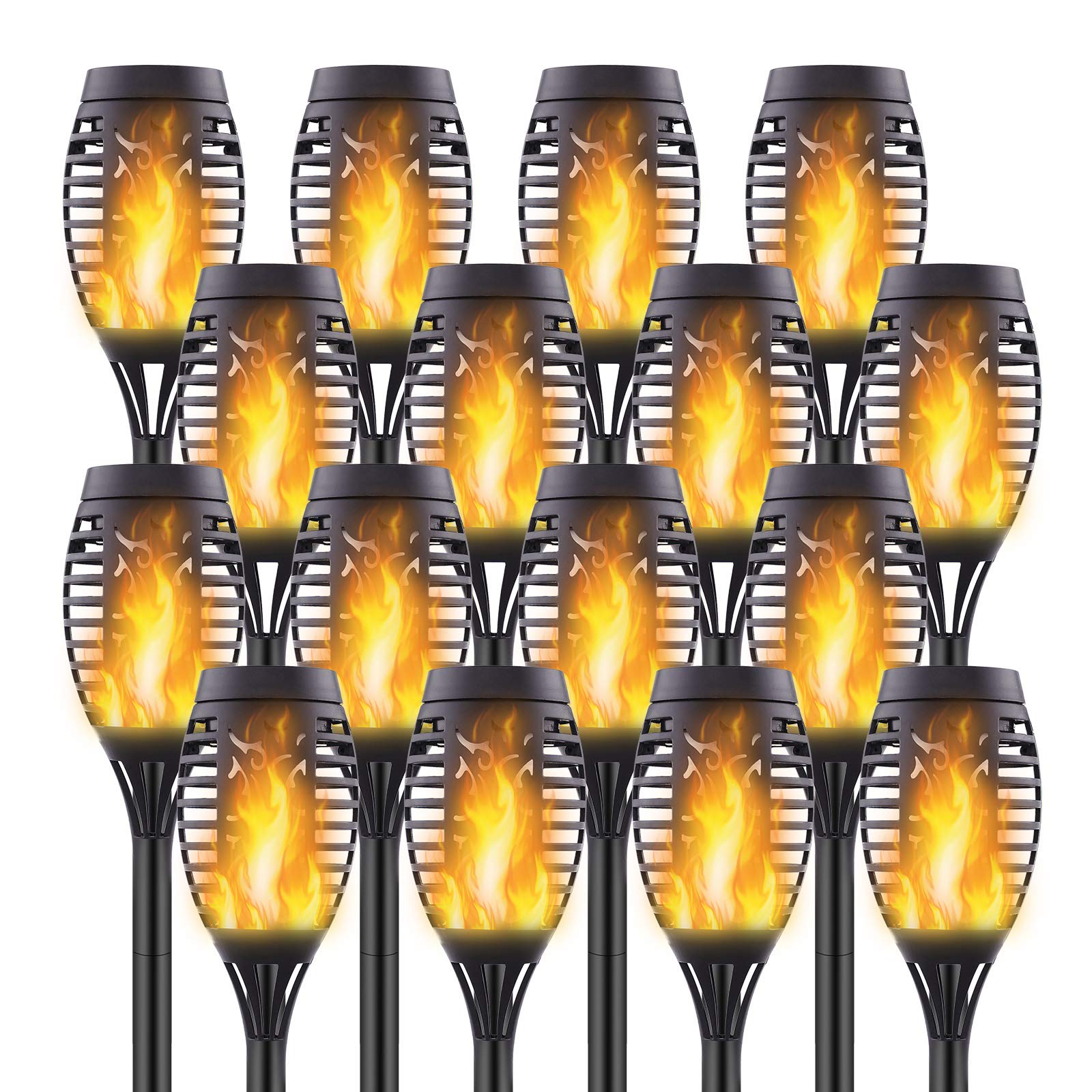 Photo 1 of Permande 16 Pack Upgraded Solar Lights Outdoor, Mini Solar Torch Lights with Flickering Flames, Waterproof Landscape Decoration Dancing Flame Lights for Garden Pathway Yard, Auto On/Off Dusk to Dawn