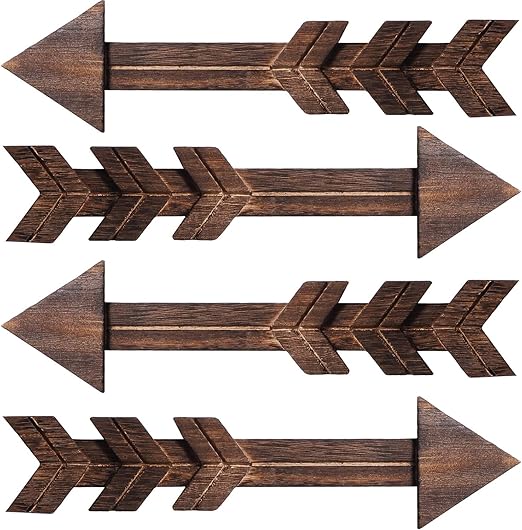Blulu 4 Paquetes De Decoracion De Pared De Flechas De Madera