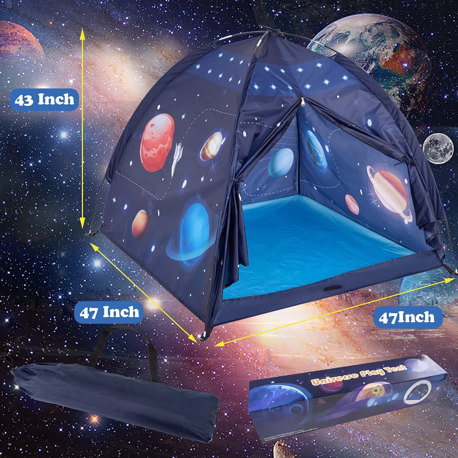 Gentle Monster Gentle Monster Space Play Tent for Kids, Indoor Universe & World Playhouse for Boys, Imaginative Gift for Toddlers & Children 3 4 Years Old, Up - 47 x 47 x 43 Inch