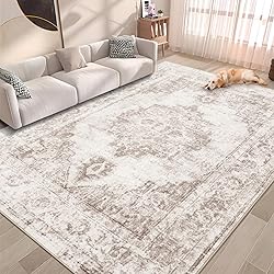 Area Rug 6x9 Vintage Rug: Washable Indoor Medallion