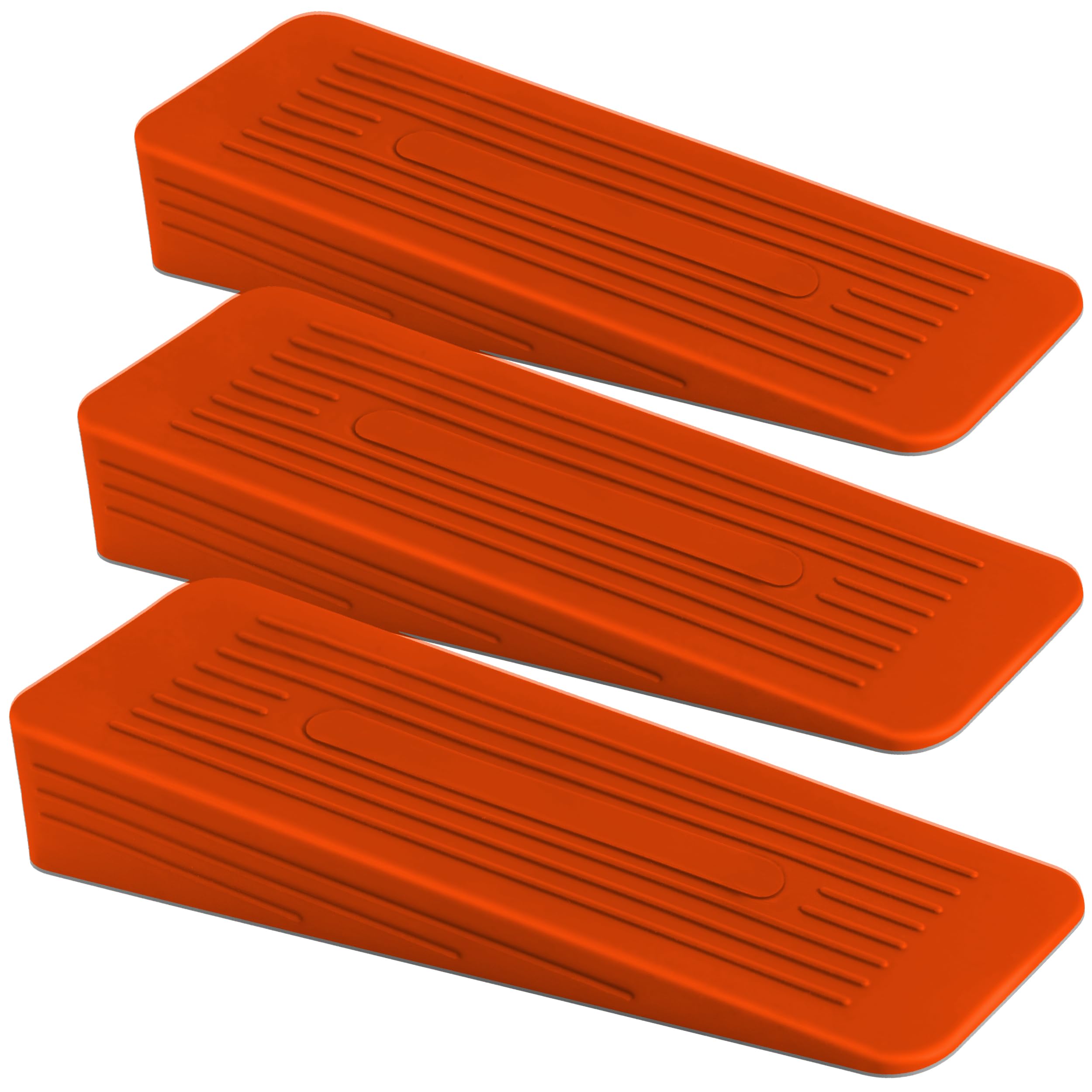 AFFIXERS Door Stop | Door Stoppers for Floor Anti-Skid, Durable, and Heavy Duty Rubber Door Stops | Ideal for All Types of Surfaces | Door Wedges Indoors (Orange, Pack of 3)