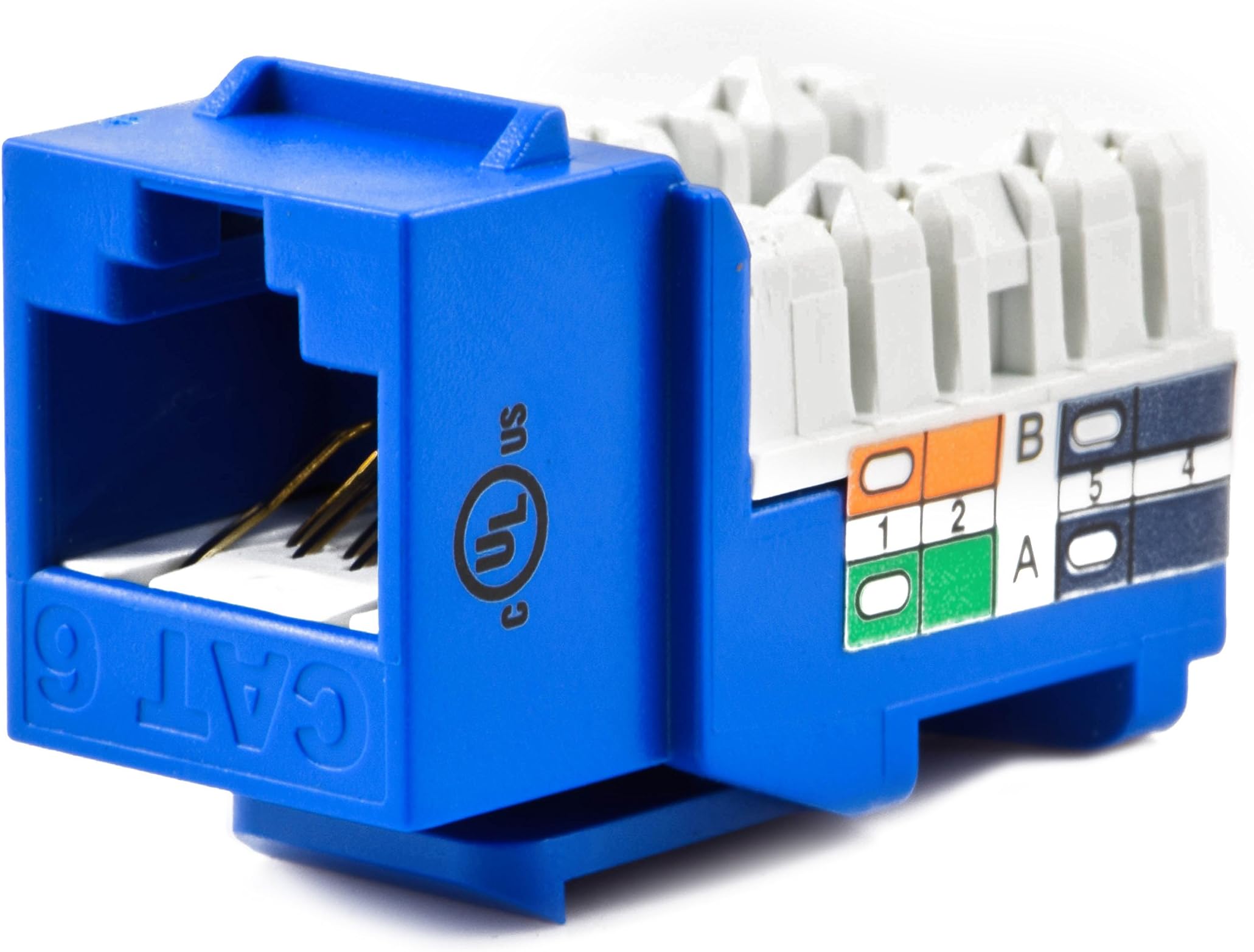 Weltron 44-678C6-BL CAT6 RJ45 Keystone Punch down Jack, Blue