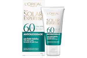 L'Oréal Paris Protetor Facial Solar Expertise Antioleosidade FPS 60, 40g | com Ácido Salicílico, possui Efeito Matte e Contro