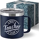 Best Teacher Ever Tumbler - Teachers Appreciation Gifts Ideas New Teacher Gifts for Men - Teachers Valentine Gift Assistant Cup Present Christmas Daycare Gift 14oz Stainless Steel Tumbler With Lid