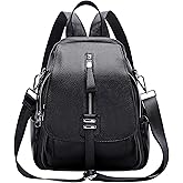 ALTOSY Genuine Leather Backpack for Women Convertible Shoulder Bag with Buckle Flap