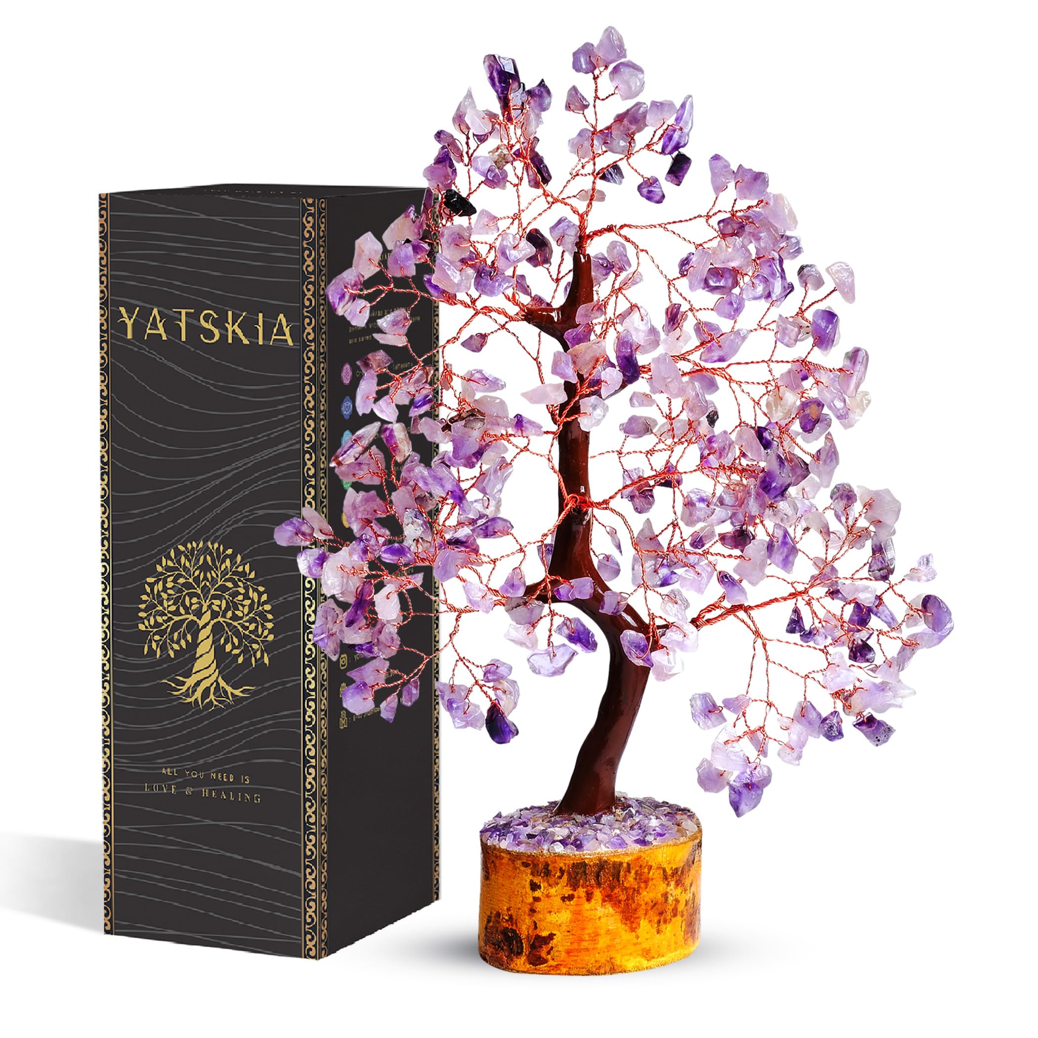 YATSKIA Amethyst Crystal Tree - Bonsai Tree of Life - Chakra Stones - House Warming & Good Luck Gift - Spiritual Gift for Women