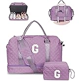 Vogewood Gifts for Girls-Teen Weekender Bags, Personalized Monogram Overnight Bag, Letter Travel Bag with Makeup Bag, Personalized Gift Idea for Women Her (Letter G)