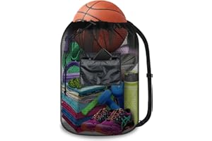 BROTOU Drawstring Bag Heavy Duty Mesh Gym Bag with Pocket for Swimming Yoga Beach Laundry