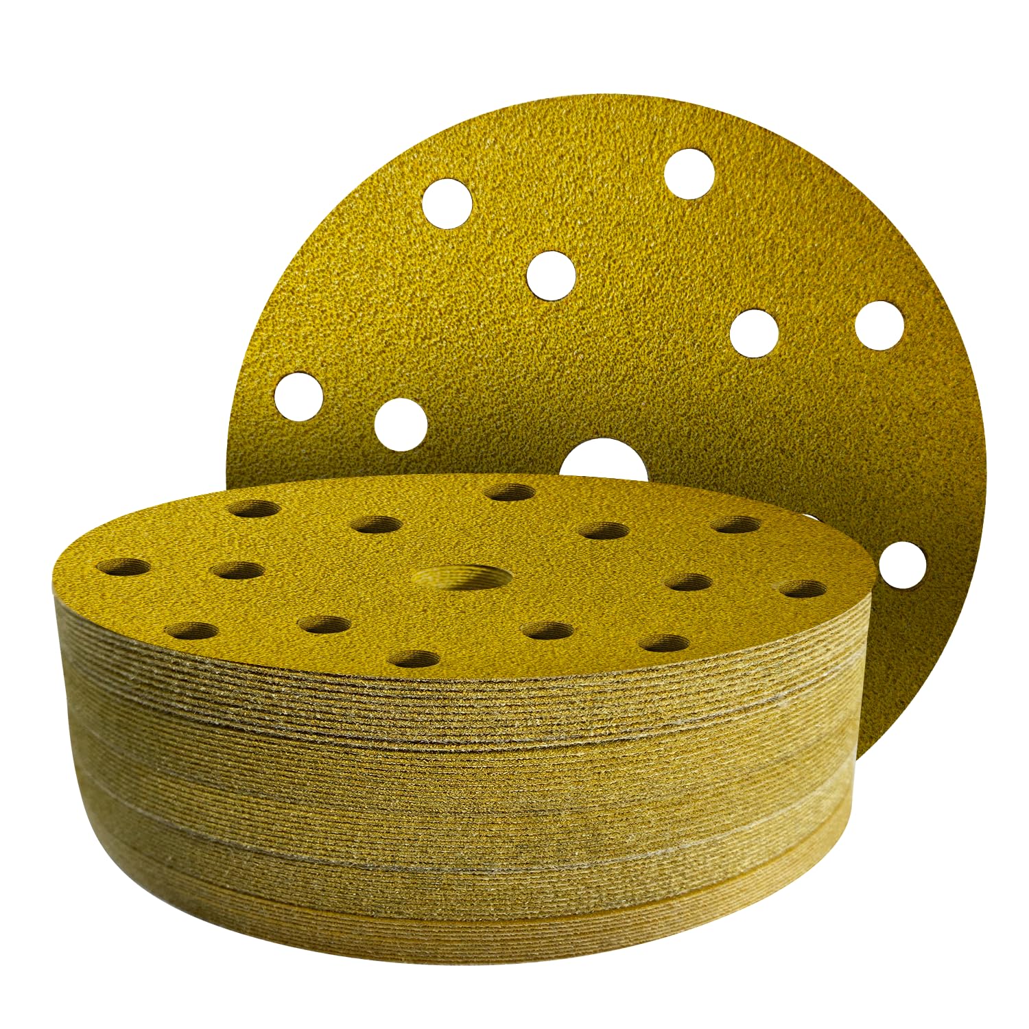 GZKTY 50Pcs 150mm Sanding Discs - Professional Grit 60 Sanding Discs - 15 Hole for Random Orbital Sander - Aluminium Oxide Abrasive Car Dry Sanding Sand