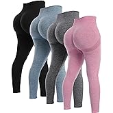 NORMOV 4 Piece Butt Lifting Workout Leggings for Women, Seamless Gym Scrunch Booty Lifting Sets