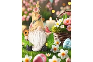 GoGnome Hand-Painted Resin Garden Gnome with Cardinal Figurine - 9.1" Summer and Spring Decorations for Home Decor and Yard - Gnome Gifts for All Ages (Yellow)