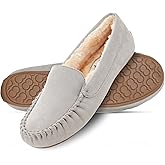 Floopi Women Slippers Moccasins, Soft Faux Fur Lining with Cozy Memory Foam, Ladies House Slippers for Women with Indoor & Outdoor Anti-Skid Sole