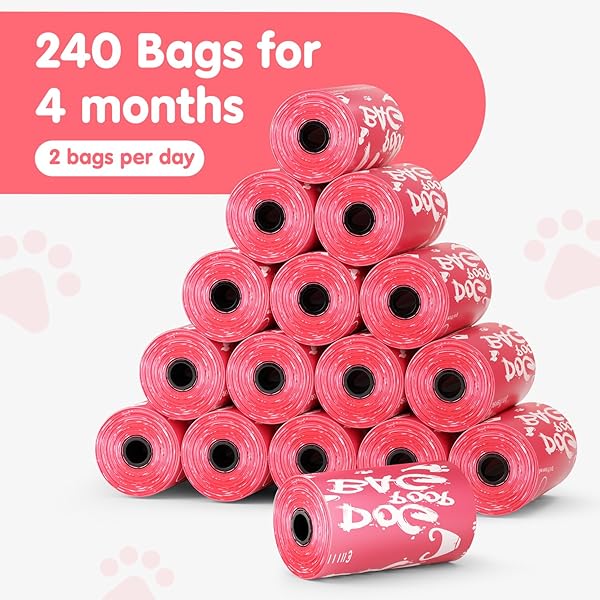 SEVENYING DOG POOP BAGS SCENTED, 240 COUNTS DOG WASTE BAGS, EXTRA THICK POOP BAGS FOR DOGS, LEAK PROOF DOGGY POOP BAGS