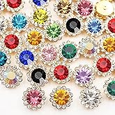 160 Pcs 16 Mixed Colors 12mm Flower Sew on Rhinestones Crystal Glass Gems, Metal Claw Rhinestones Jewels for Crafts, Glitter Gemstones for Crafting Clothes Shoes Cap Earring Belt Sewing Accessories