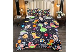 KOSSMJX Cartoon Dinosaur Comforter Set - Boys Full Size Dinosaur Bedding Set for Bedroom Dinosaurs Quilt with 2 Pillowcases for Kids Girls Boys Room Decor, 3 Pieces