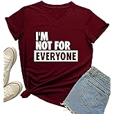 MIMOORN Women's I'm Not for Everyone Shirts Funny Casual V-Neck Graphic Tees