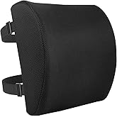 Amazon Basics Rectangular Memory Foam Back Support Cushion for Office Chairs, Non-Slip Base for Long Sitting, Black