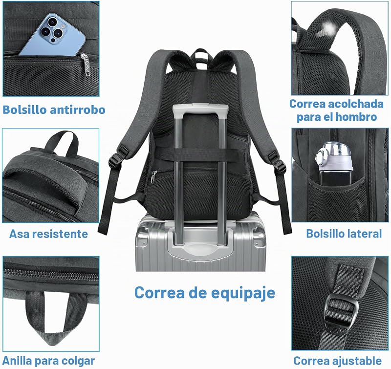 Mochila para portátil de 17 polegadas, mochila de trabalho impermeável para homens