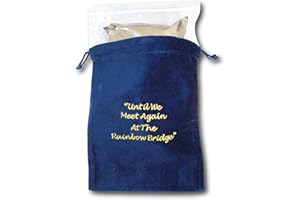KAG Rainbow Bridge – Large Blue Velvet Cremains Bag for Ashes - Size (10" x 12") - for USE Inside The URN for Cremation Ashes - Including a Resealable Plastic Ashes Containment Bag
