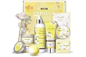 LUCOTIYA Gifts for Women, Birthday Gifts for Women, Bath and Body Gifts Set, Vanilla Spa Gift for Self Care,Thank you Relaxing Bath Sets for Mom, Girlfriend, Sister, Female Friends, Coworker