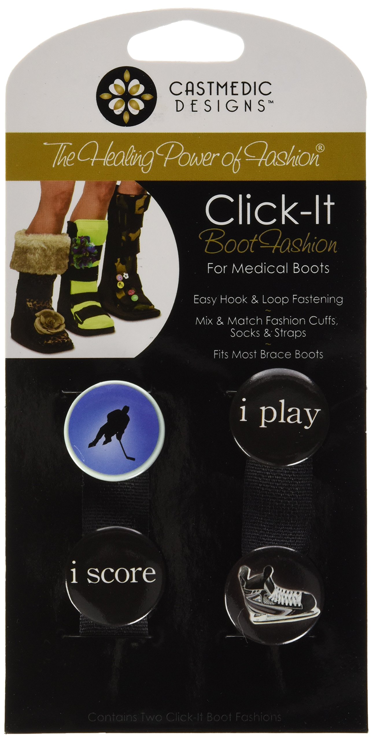 CastMedic Designs Click-It Pins Hockey Design for Medical Boots