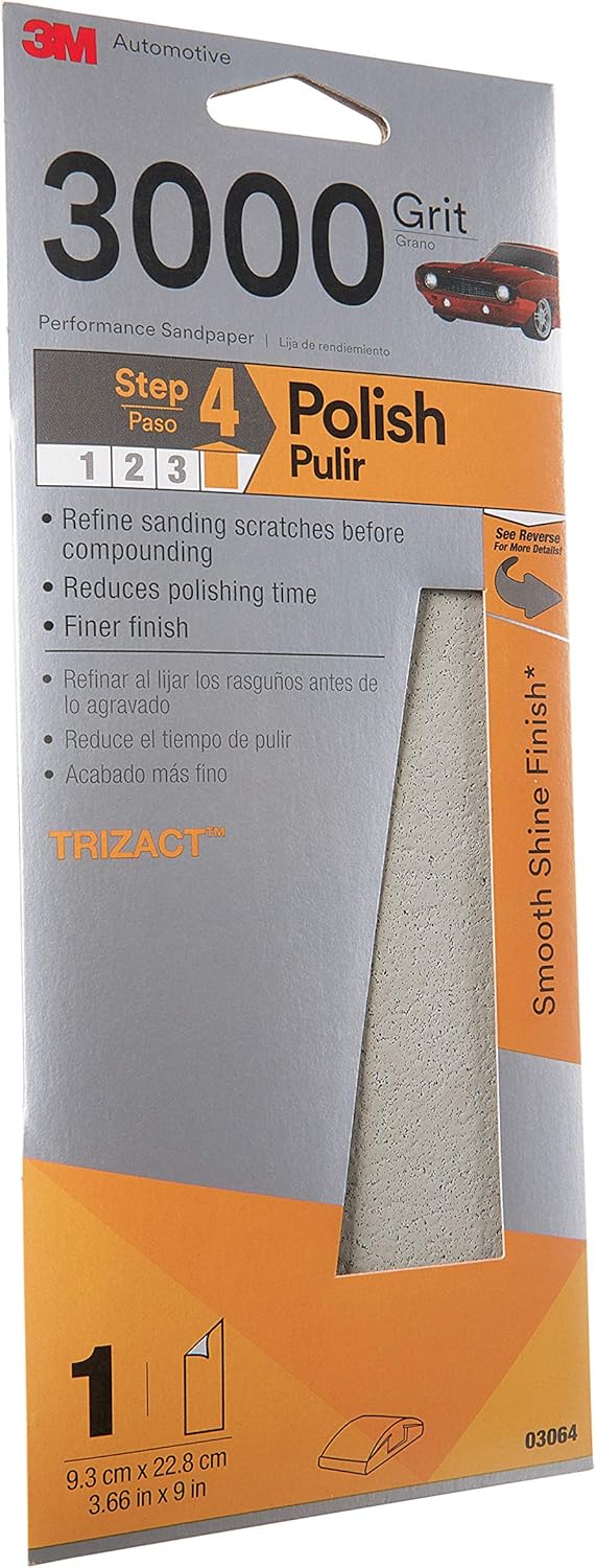 3M Trizact Performance Sandpaper, 03064, 3-2/3 in x 9 in, 3000 grit,5: Garden & Outdoor