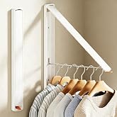 Deasolin Clothes Drying Rack, Laundry Room Wall Mounted Retractable Clothes Hanger Drying Rack, Laundry Clothing Drying Rack Folding Indoor or Outdoor, Easy Installation Aluminium Dryer, 2pcs(White)