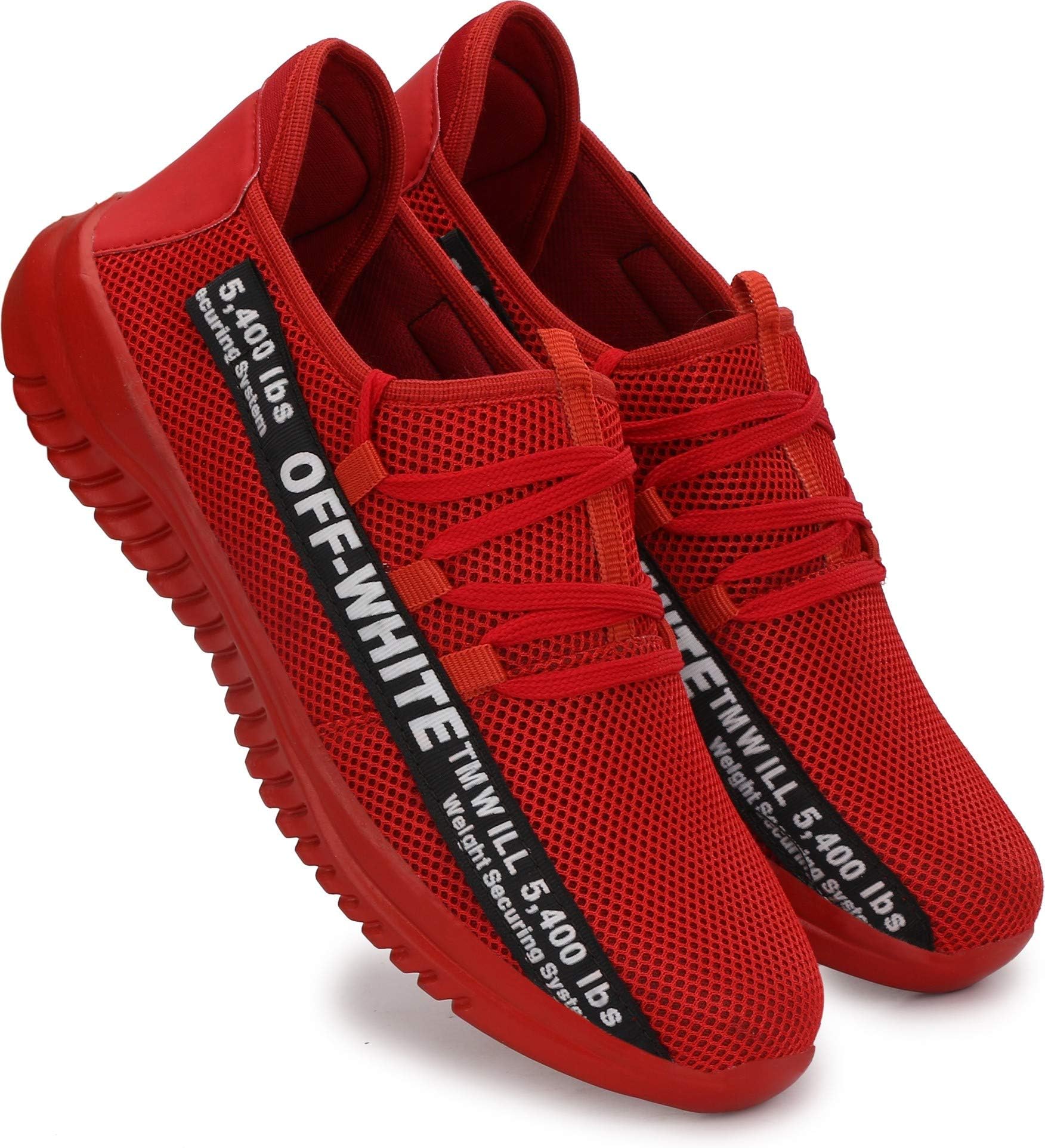 HEEDERIN Men's Red Comfortable Mesh Lace up Sport's/Running/Walking/Gym/Jogging/Unisex Shoe 9 UK