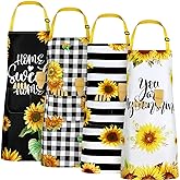 Geetery 4 Pcs Chicken Aprons for Women Rooster Print Apron Waterproof Adjustable for Kitchen Cooking