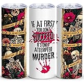 TSLOVER Horror Skull and Floral Tumblers,20 Oz Insulated Stainless Steel Sarcastic Travel Coffee Mug or Tea Cup,Skull True Crime Gifts for Women Friend Mom Girls,1 Pcs