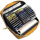 ANDOILT Genuine Leather Wallet for Women Men RFID Blocking Credit Card Holder Zipper Purse Cell Phone Handbag