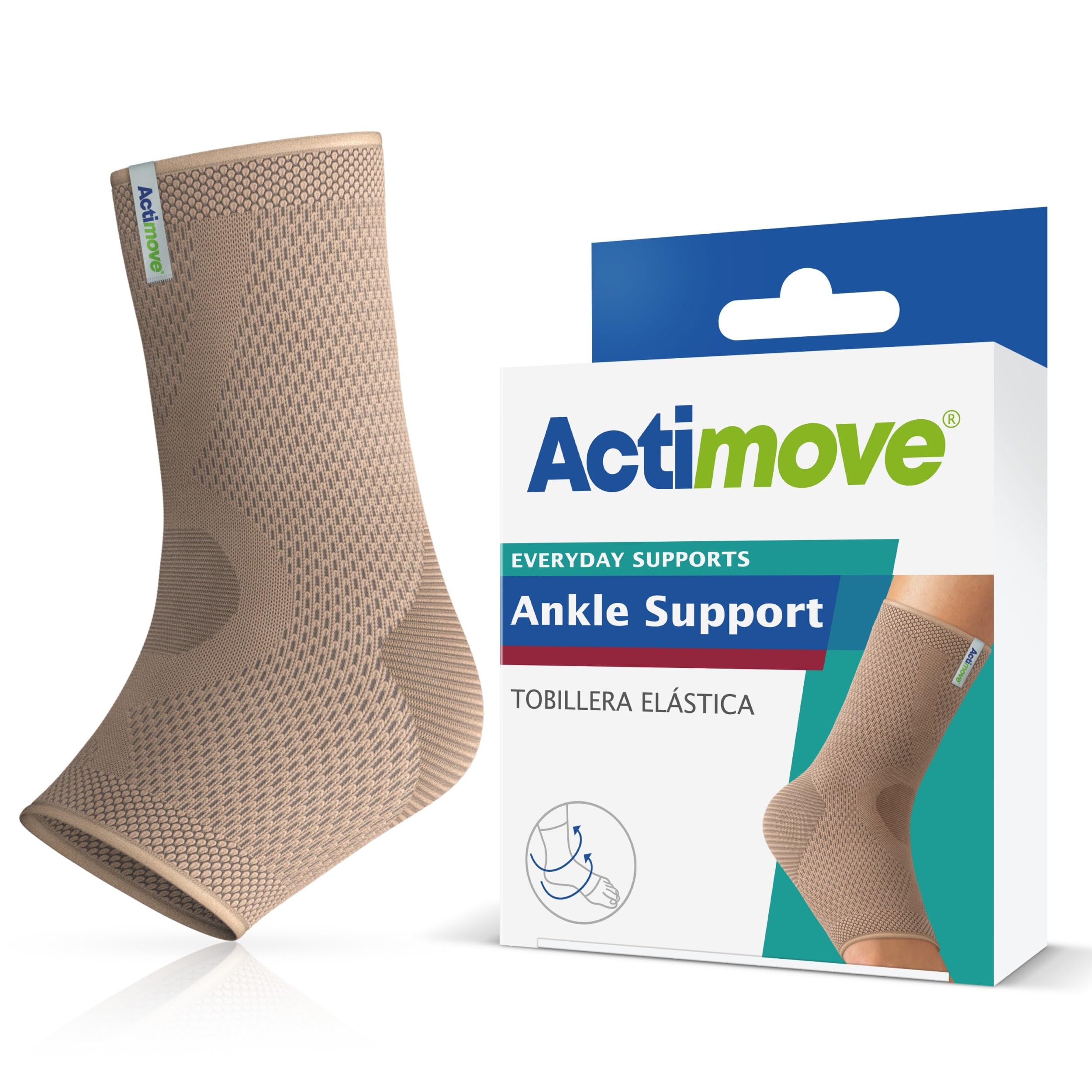 Actimove Everyday Supports Ankle Support for Men and Women - Helps with Pain Relief and Swelling – For Chronic Ankle Pain and Overuse Ankle Injuries – Left/Right Wear – Beige, Small