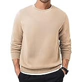 Dokotoo Men Men's Crewneck Sweatshirts Soild Color Fall Warm Fleece Sweaters Long Sleeve Casual Pullover Shirt