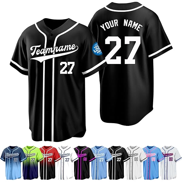Custom Pinstripe Baseball Jersey Button Down Shirt Printed or