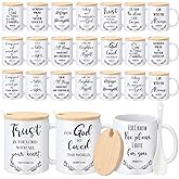 Sunnychicc 24 Sets Christmas Christian Coffee Mugs Gifts Bulk Bible Verse Coffee Mugs 12 oz Religious Christmas Cups Inspirational Appreciation Gifts for Coworker Women Men Church Staff(Religious)