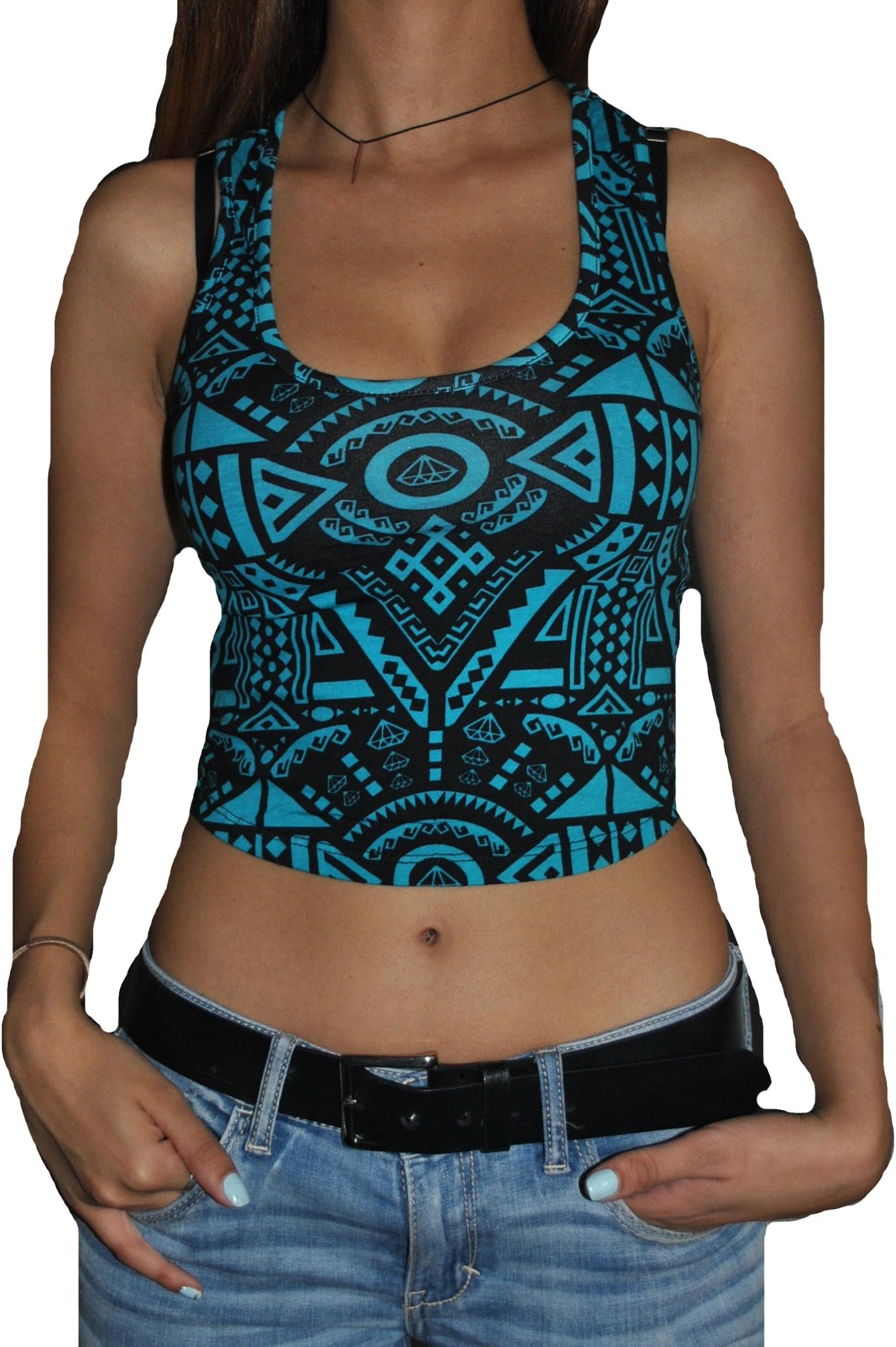 Bozzolo Tribal Print Racer Back Crop Top