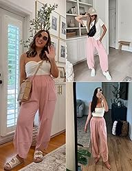 Xiaoxuemeng Womens Baggy Wide Leg Pants Casual