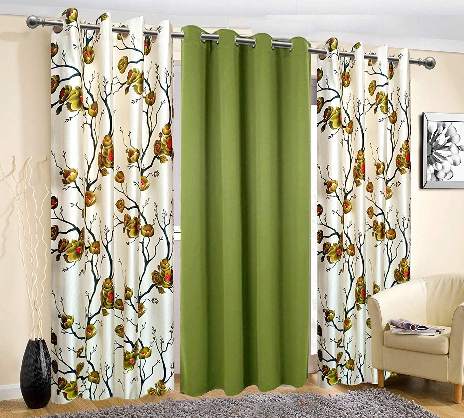 Buy Innovative Home Furnishings Curtains Long Crush Modern Curtains For Extra Long Door 2 Pc Long Door 9 Feet Green L Crush Online At Low Prices In India Amazon In
